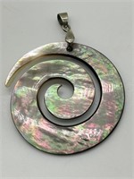 Sterling Silver Carved Abalone Pendant