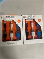 2 x 3 pack iphone lightning cables 6 chargers