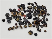 Large Lot of Black Glass Buttons