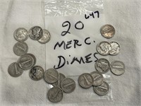 (20) Mercury Dimes