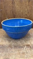 12" antique blue saw tooth crock bowl