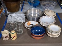 Glasses, Bowls, Watt Pottery Salt Shaker