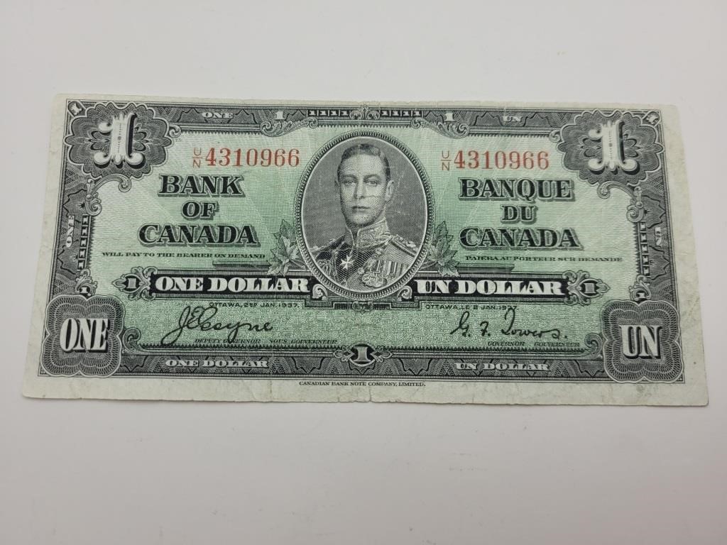 1937 Canada one dollar bill