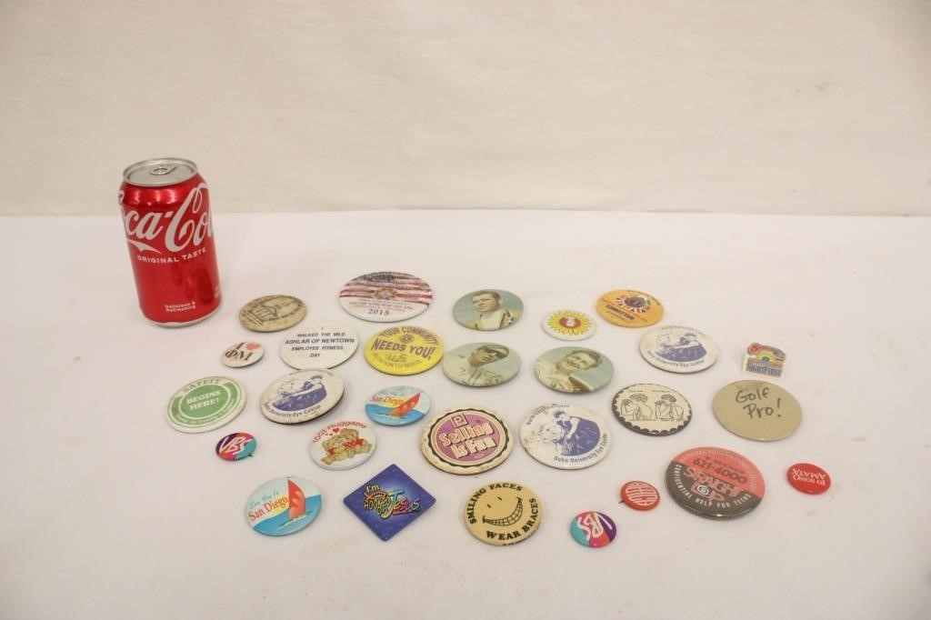 Mixture of Retro Pop Culture Buttons & Pins