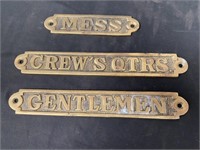 Ship-Themed Brass Door Signs