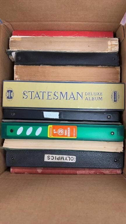 Worldwide Stamps bankers box full of albums, some