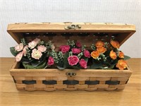 Decorative basket w/faux flowers in individual pot