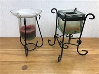 Pair of candle stands w/candles