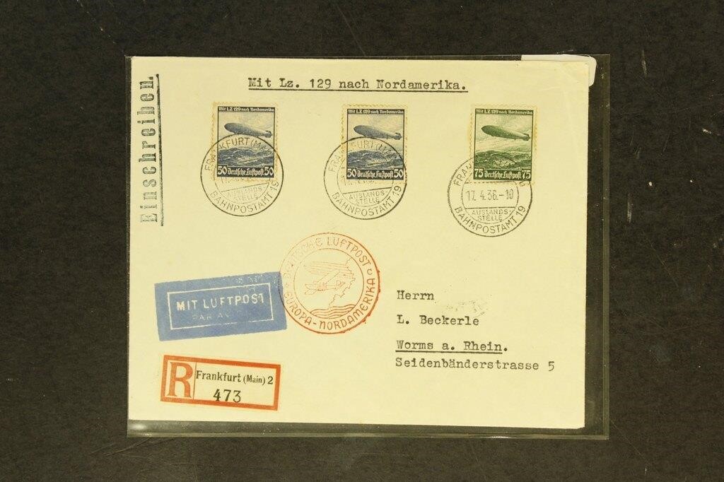 Germany Stamps Hindenburg LZ129 flown cover dated