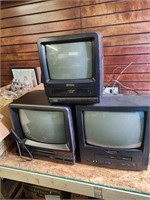 3 TV VHS Combos AS IS need work