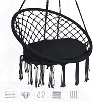 HFKJ Hammock Chair Hanging Rope Swing  Black