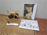 CAT pull-toy decor (wheels roll) +cat cards