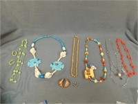 Costume Jewelry Necklaces, earrings, and a