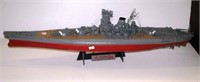 Yamato model Japanese battle ship with stand.