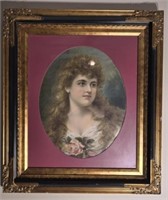 Framed gold gilded Victorian Lady Print