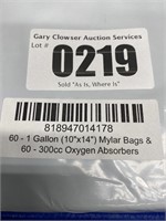 60, One Gal. Mylar Bags & 60 Oxygen Absorbers