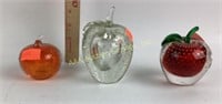 Glass Paperweight Fruits, includes clear apple