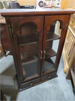 SOLID WOOD CHERRY FINISH 2 DO/1 DR CURIO CABINET
