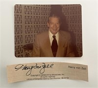 Harry von Zell photo and original signature
