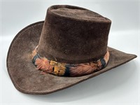 Vintage Suede & Feather Western Ladies Hat