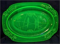 Parrot Pattern Uranium Serving Platter