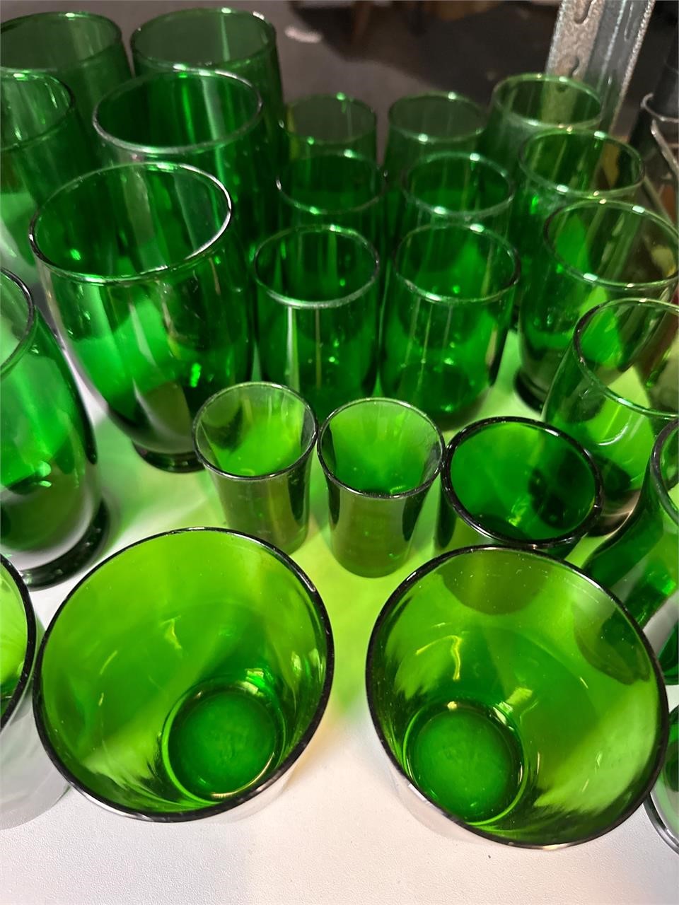 Vintage Forest green glass tumblers