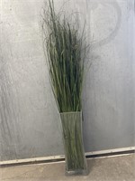 Large Glass Vase with Grass