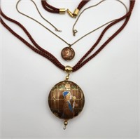 Two Renaissance Revival Cloisonne Necklaces