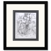 Mark Kostabi- Original Drawing on Paper "Home for