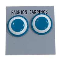 Retro 80's Style Teal & White Earrings