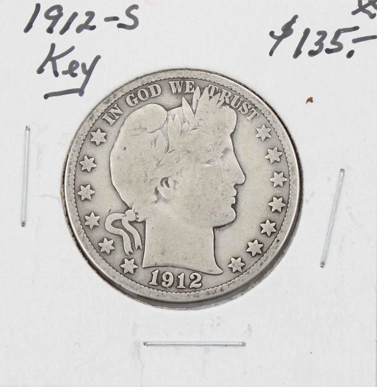1912-S Barber Silver Half Dollar KEY