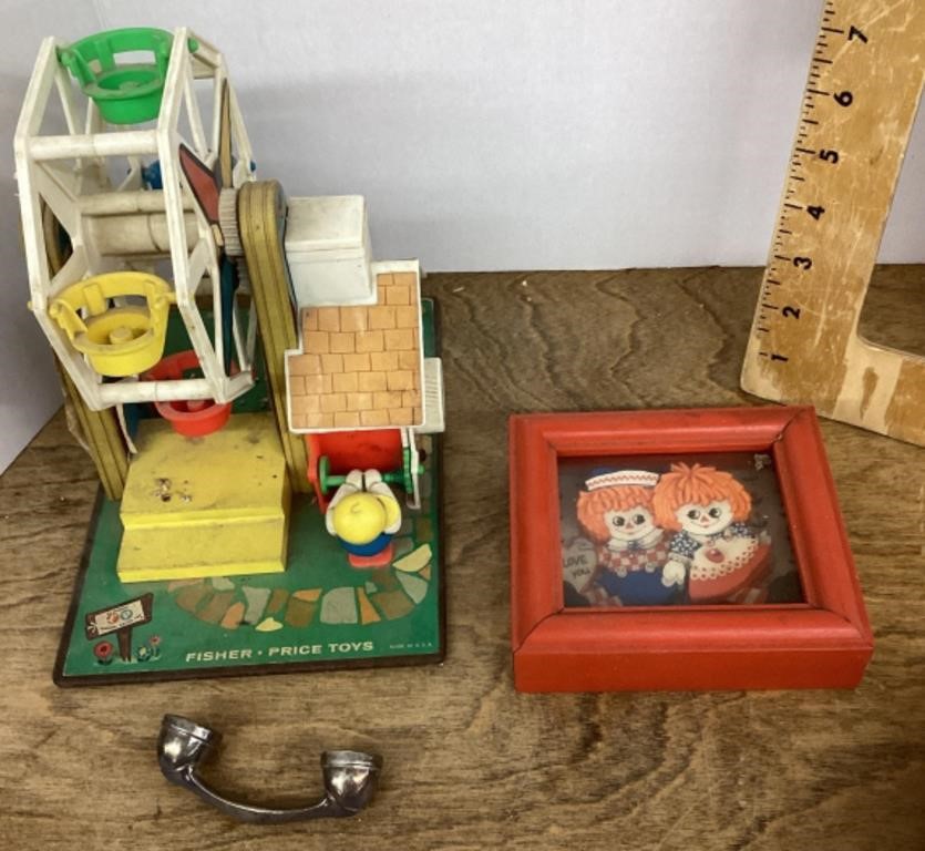 Fisher-Price carousel, baby rattle, nursery art