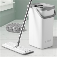 Mop and Bucket with Wringer Set, Hands Free Flat