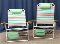 Lot of 2 COPA Beach Chairs with Wooden Handles