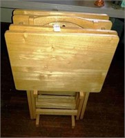 Wood TV Tray Set with Stand