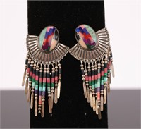 QUOC TURQUOISE NATIVE AMERICAN STERLING EARRINGS