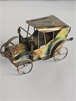 VTG COPPER MUSICAL WIND UP CAR-WORKS GREAT PLAYS