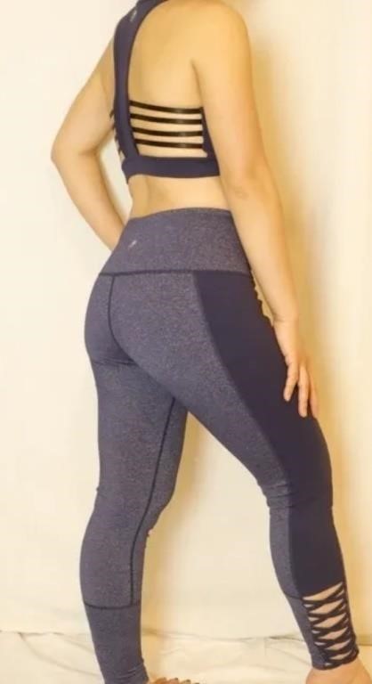 Navy Blue Leggings and Sports Bra Set Medium