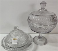 2 Crystal Covered Dishes