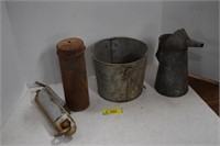 Vintage Oil Can, Bucket, Scale & Buttermaker