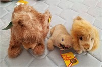 3 Vintage Steiff Stuffed Animals