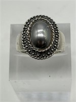 Sterling Silver Faux Mabe Pearl Ring