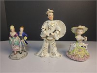 3x Vintage porcelain figurines lefton