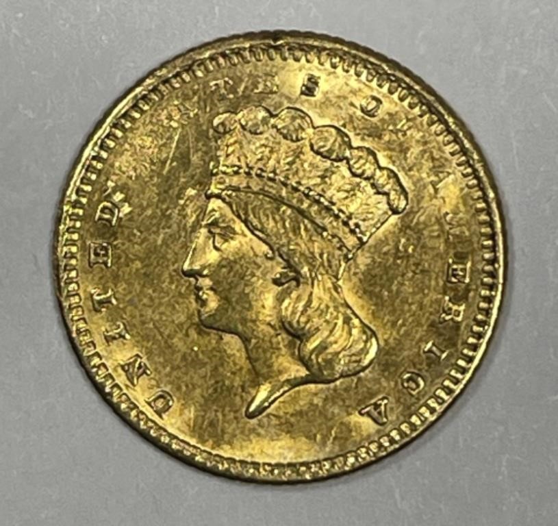 1861 $1 Indian Princess Gold Dollar Choice AU