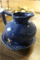 Blue Pottery PItcher & Bowl Made in Japan