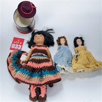 Dolls (3) & Hat