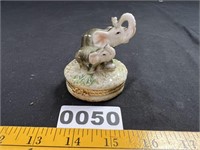 Porcelain Elephants Trinket Box