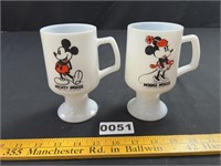 Mickey & Minie Milk Glass Mugs