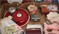 2 Lamps, Jewelry Boxes, Trinkets, Bags