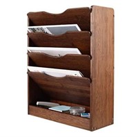 Bamboo Wall File Holder Organizer 5 Tier, Brown